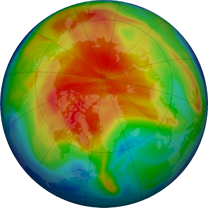 Arctic ozone map for 08 January 2019